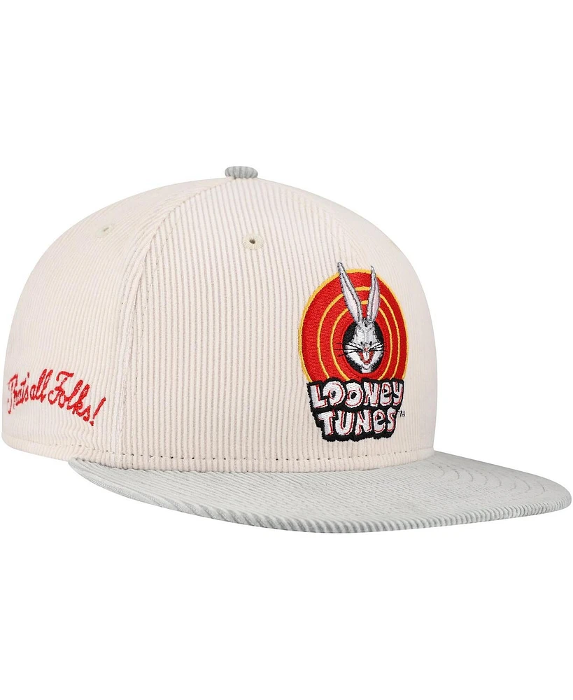 New Era Men's Cream Looney Tunes 9FIFTY Corduroy Snapback Hat