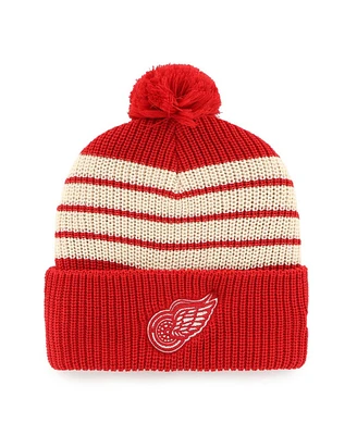 '47 Brand Men's Red Detroit Red Wings Old Time Hockey Barn Cuffed Knit Hat with Pom