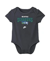 Nike Baby Boys and Girls Seattle Seahawks Rewind 3-Pack Bodysuit