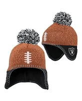 Outerstuff Baby Boys and Girls Brown Las Vegas Raiders Football Head Knit Hat with Pom