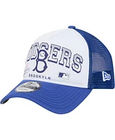 New Era Men's White Los Angeles Dodgers Retro Wordmark 9FORTY A-Frame Trucker Adjustable Hat