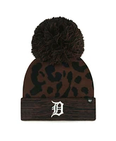 '47 Brand Women's Brown Detroit Tigers Rosette Cuffed Knit Hat with Pom