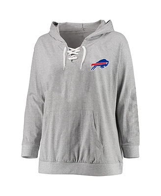 Fanatics Women's Heather Gray Buffalo Bills Plus Size Lace-up Pullover Hoodie