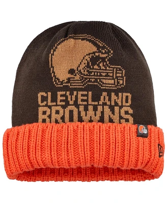 New Era Men's Brown Cleveland Browns Oversize Cuffed Knit Hat