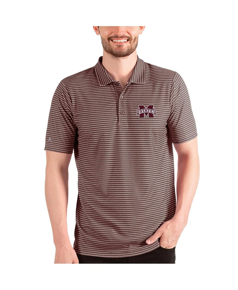 Antigua Men's Maroon/White Mississippi State Bulldogs Esteem Polo