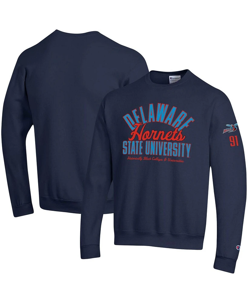 Champion Men's Navy Delaware State Hornets 2-Hit Powerblend Pullover Sweatshirt