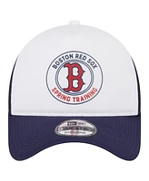 New Era Men's White/Navy Boston Red Sox Spring Training Circle Foam A-Frame 9FORTY Trucker Adjustable Hat