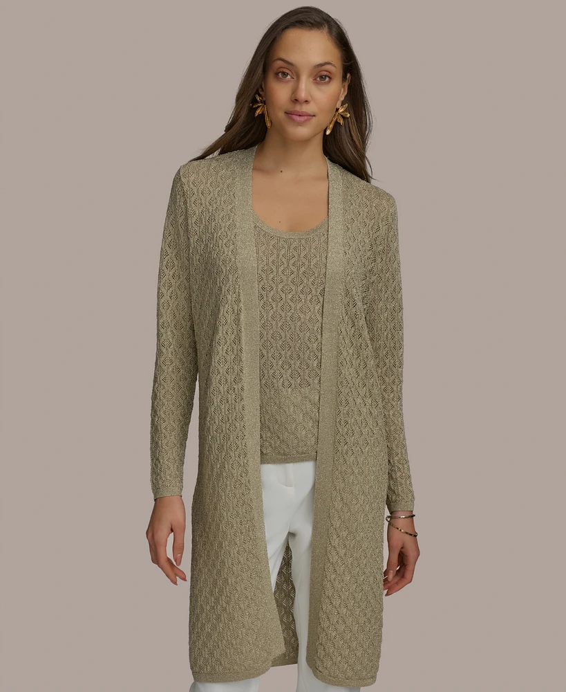 Donna Karan New York Women's Metallic Open-Front Cardigan