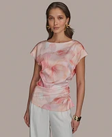 Donna Karan New York Women's Printed Short Sleeve Blouse