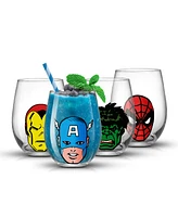 JoyJolt Marvel Heroes Stemless Drinking Glasses, Set of 4