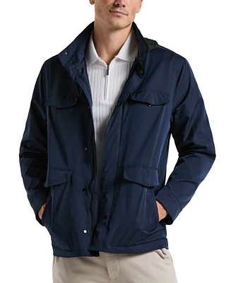 Perry Ellis Men's Iridescent Twill 6-Pocket Hooded Jacket
