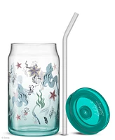 JoyJolt Disney Princess Icon Tumbler Glasses with Lids, Set of 4