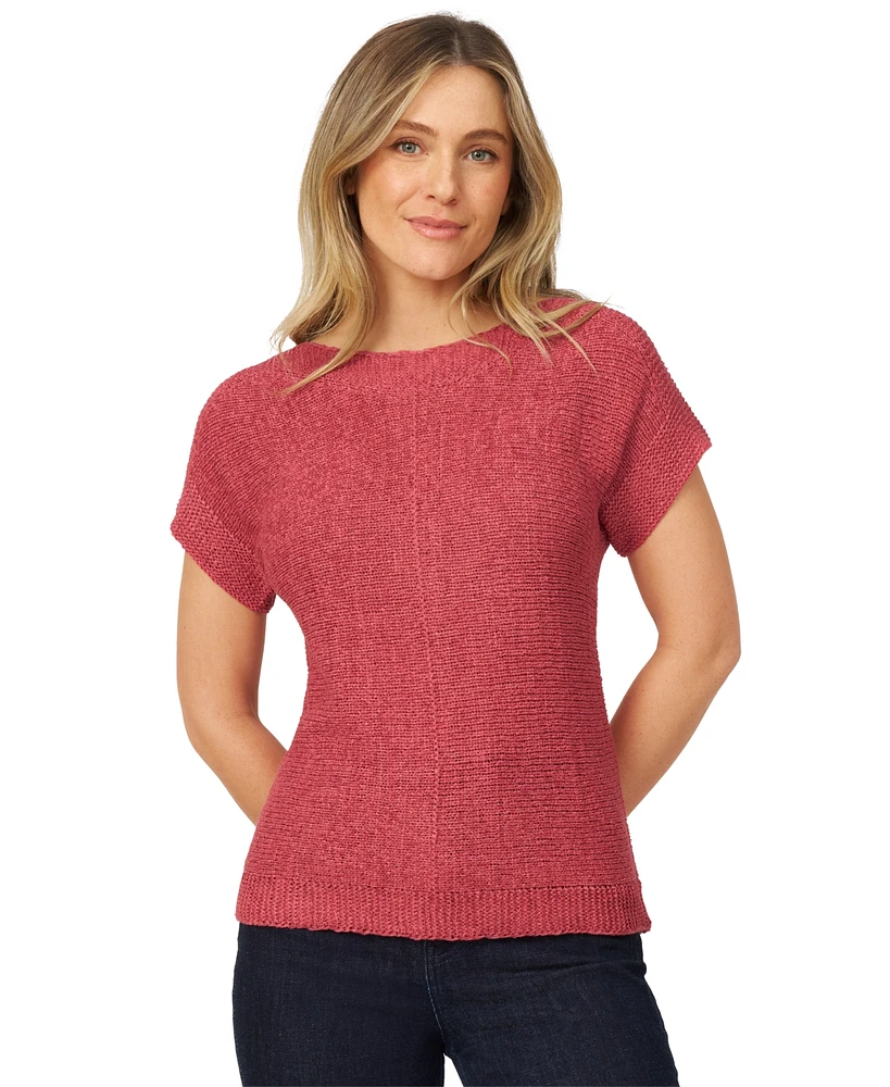 Melissa Paige Petite Buttoned-Back Dolman-Sleeve Sweater