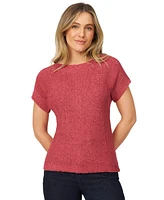 Melissa Paige Petite Buttoned-Back Dolman-Sleeve Tape Yarn Sweater