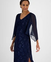 Connected Petite Sequin Lace Gown