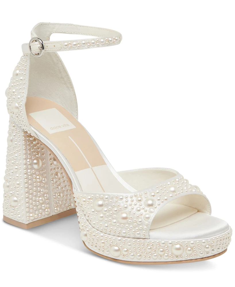 Dolce Vita Women's Pandro Pearl Wide Width Two-Piece Platform Dress Sandals