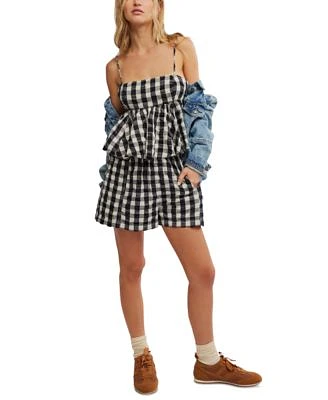 Free People Womens Plaid Camisole Shorts