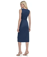 Dkny Women's Gathered-Waist Faux-Wrap A-Line Dress