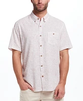 Weatherproof Vintage Men's Short Sleeve Print Linen Cotton Shirt