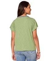 Democracy Petite Scoop-Neck Cropped T-Shirt