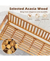 Outdoor 3-Seat Wood Bench 64 Inches Extra Long Acacia Chair with Seat Cushion