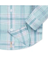 Hope & Henry Boys' Linen Long Sleeve Button Down Shirt, Kids