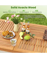 Person Outdoor Acacia Wood Dining Table with 1.96" Umbrella Hole Rectangular