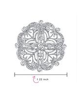 Bling Jewelry Antique Style Floral Heart Filigree Cz Brooche Pin Silver Brass