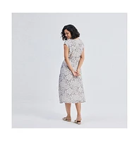 Reistor Women's Deep V-neck Gathered Dress Florals