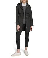Cole Haan Signature Women's 38” Zip Up Trench Coat W Set-In Hood