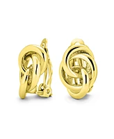 Bling Jewelry Interlocking Rope Love Knot Clip-On Earrings for Non-Pierced Ears 14K Gold Silver Plated