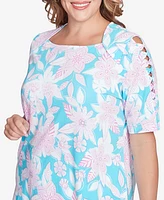 Ruby Rd. Plus Floral Oasis Square Neck T-Shirt