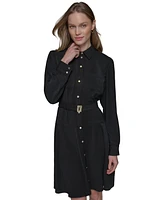 Karl Lagerfeld Paris Women's Belted Button-Front Dress