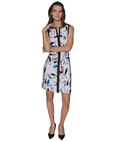 Karl Lagerfeld Paris Women's Printed Notch-Neck A-Line Dress
