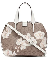 Calvin Klein Audrey Floral Logo Emboss Satchel