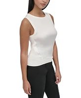 Dkny Petite Sleeveless Crewneck Mixed-Media Sweater