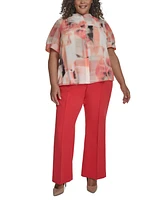 Dkny Plus Printed Chiffon Button-Front Blouse