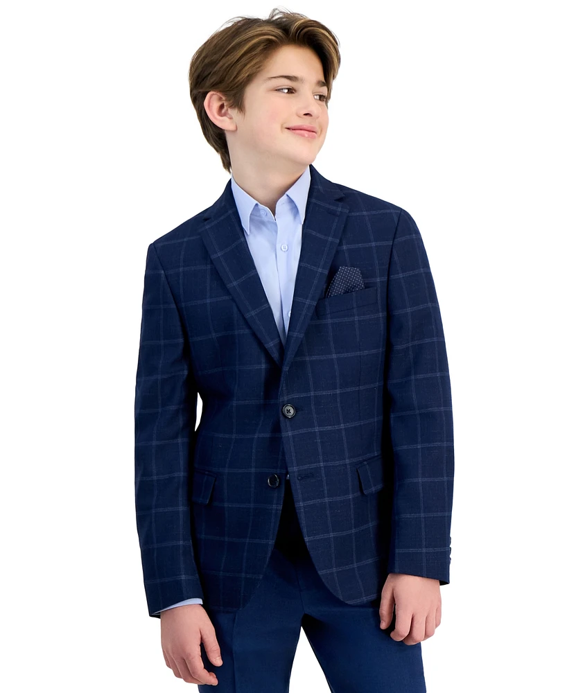B By Brooks Brothers Big Boys Windowpane Jacket