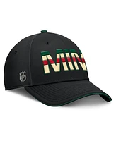 Fanatics Men's Black/Green Minnesota Wild Authentic Pro Rink Team Code Flex Hat