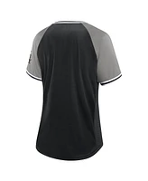 Fanatics Women's Black Chicago White Sox Glitz Glam League Diva Raglan V-Neck T-Shirt