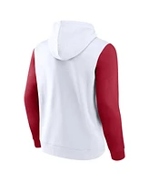 Fanatics Men's White Oklahoma Sooners Extra Point Colorblock Fleece Pullover Hoodie