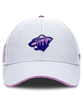 Fanatics Men's White Minnesota Wild Authentic Pro Hockey Fights Cancer Adjustable Hat