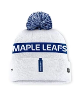 Fanatics Women's White/Blue Toronto Maple Leafs Authentic Pro Rink Cuffed Knit Hat with Pom