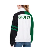 Starter Women's White Philadelphia Eagles Curve Ball Raglan Full-Zip Track Jacket