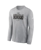 Nike Men's Heather Gray Kansas City Chiefs Super Bowl Lix Nola Inspired Long Sleeve T-Shirt