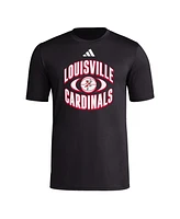 Adidas Men's Black Louisville Cardinals Basketball On Court Orbit Pregame T-Shirt