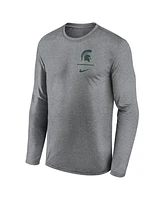 Nike Men's Heather Gray Michigan State Spartans Primary Stack Legend Long Sleeve T-Shirt