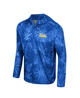 Colosseum Men's Blue Ucla Bruins Palms Printed Lightweight Quarter-Zip Hooded Top