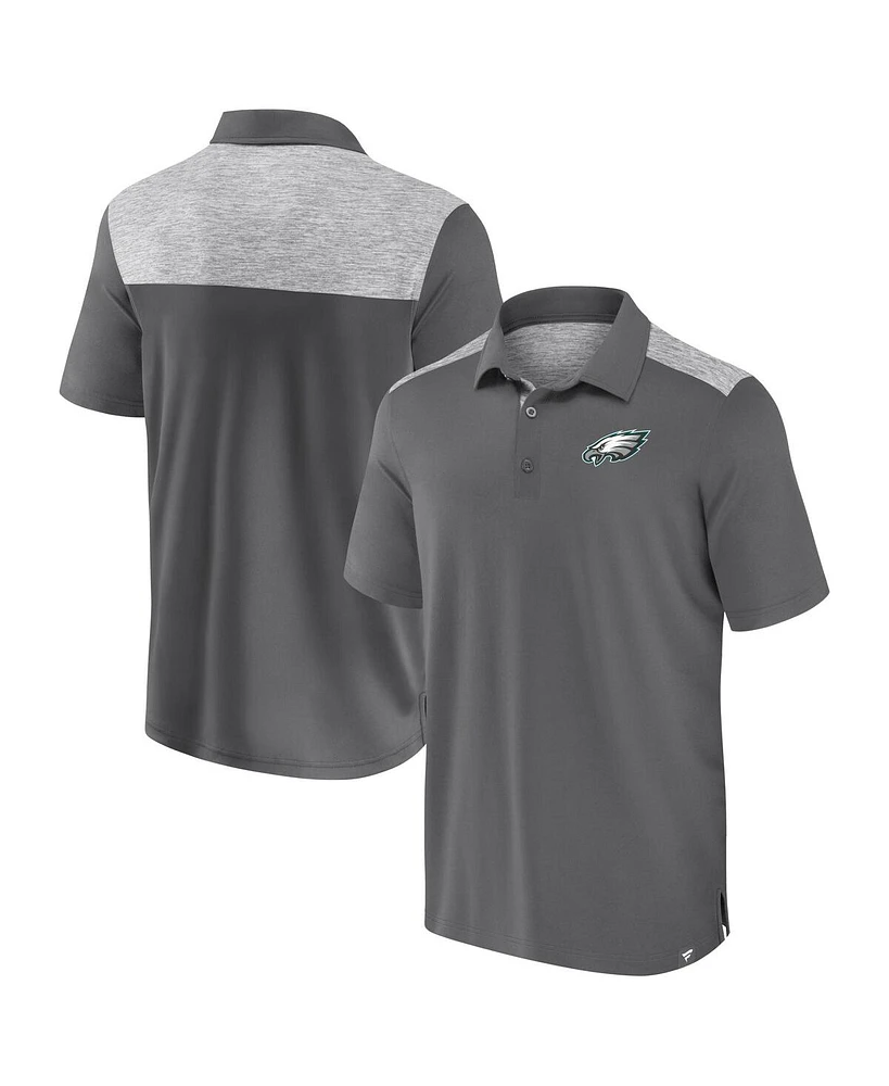 Fanatics Men's Heather Gray Philadelphia Eagles Long Shot Polo Shirt