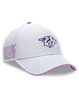 Fanatics Men's White Nashville Predators Authentic Pro Hockey Fights Cancer Adjustable Hat